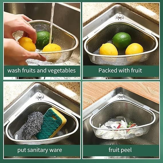 Kitchen Sink Drain Basket Triangle Shape Stainless Steel -KC