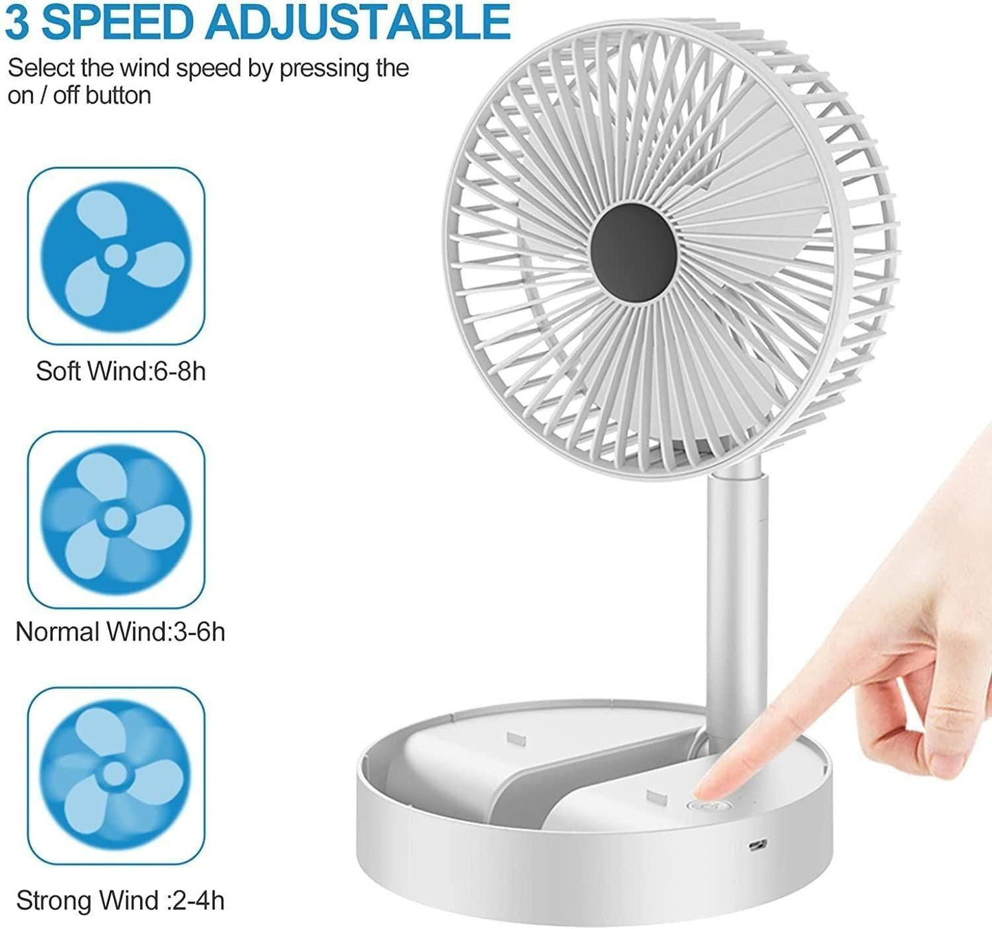 Powerful Rechargeable Table Fan -SC