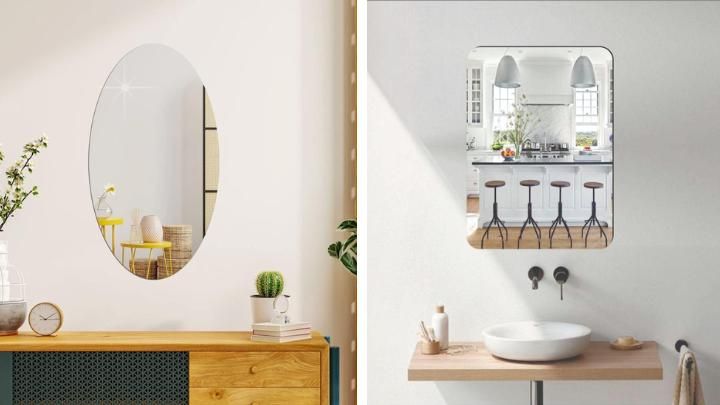 Combo of Oval Shape & Square Shape Mirror (Pack of 2) -TC